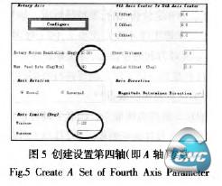 创建设置第四轴(即A轴)参数