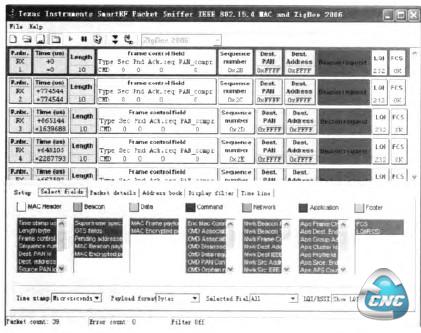 Packet Sniffer侦测的ZigBee数据包